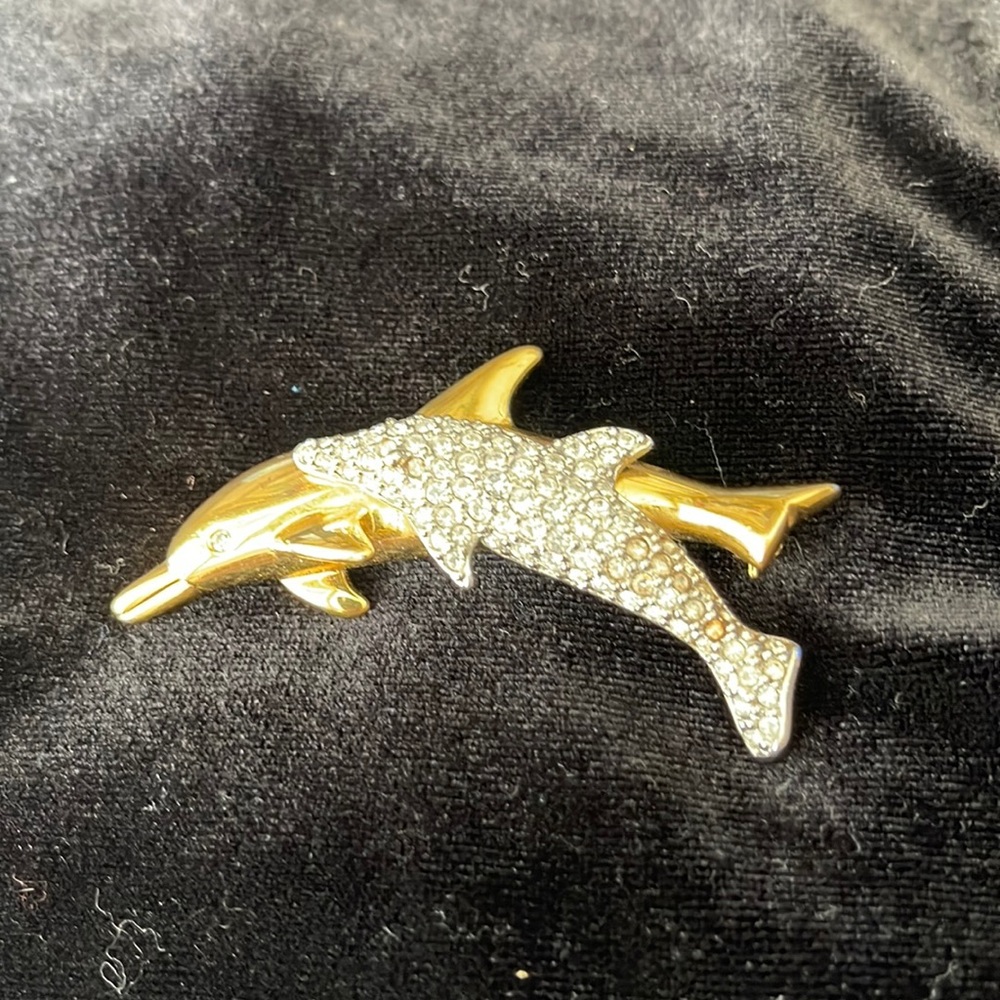 Swarovski dolphin brooch